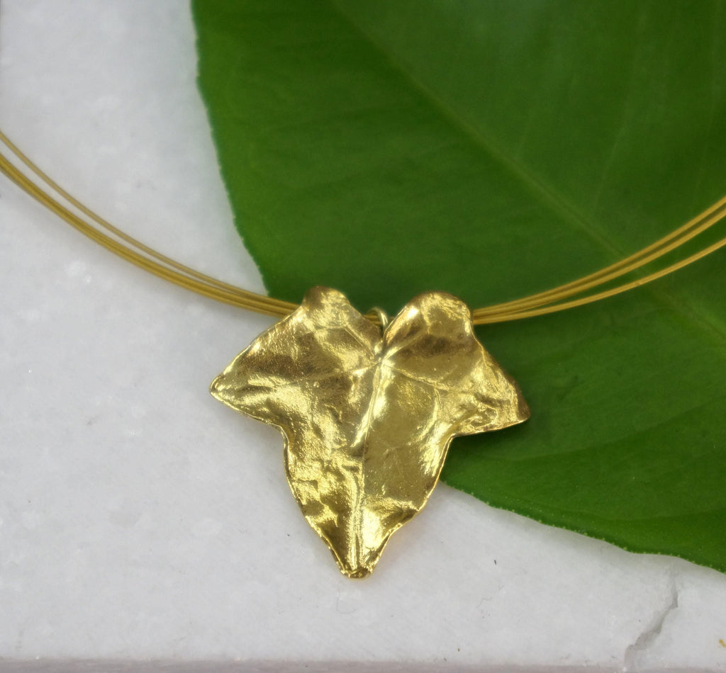 Eco Friendly Ivy Leaf Necklace - Gold Plated Sterling Silver Pendant