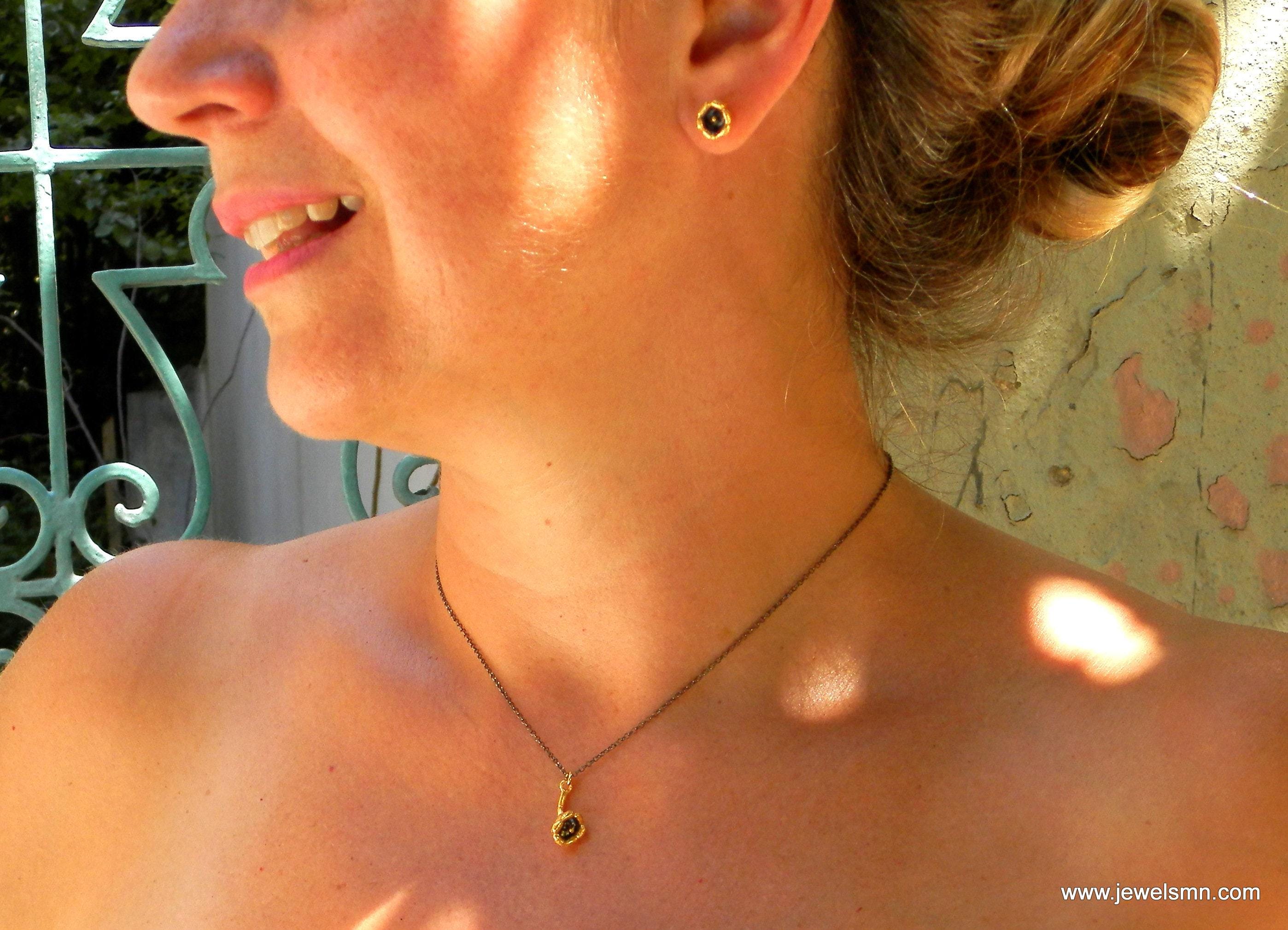 Lily of the Valley Pendant: Woodland Jewelry (Black Rhodium & Gold Plated)