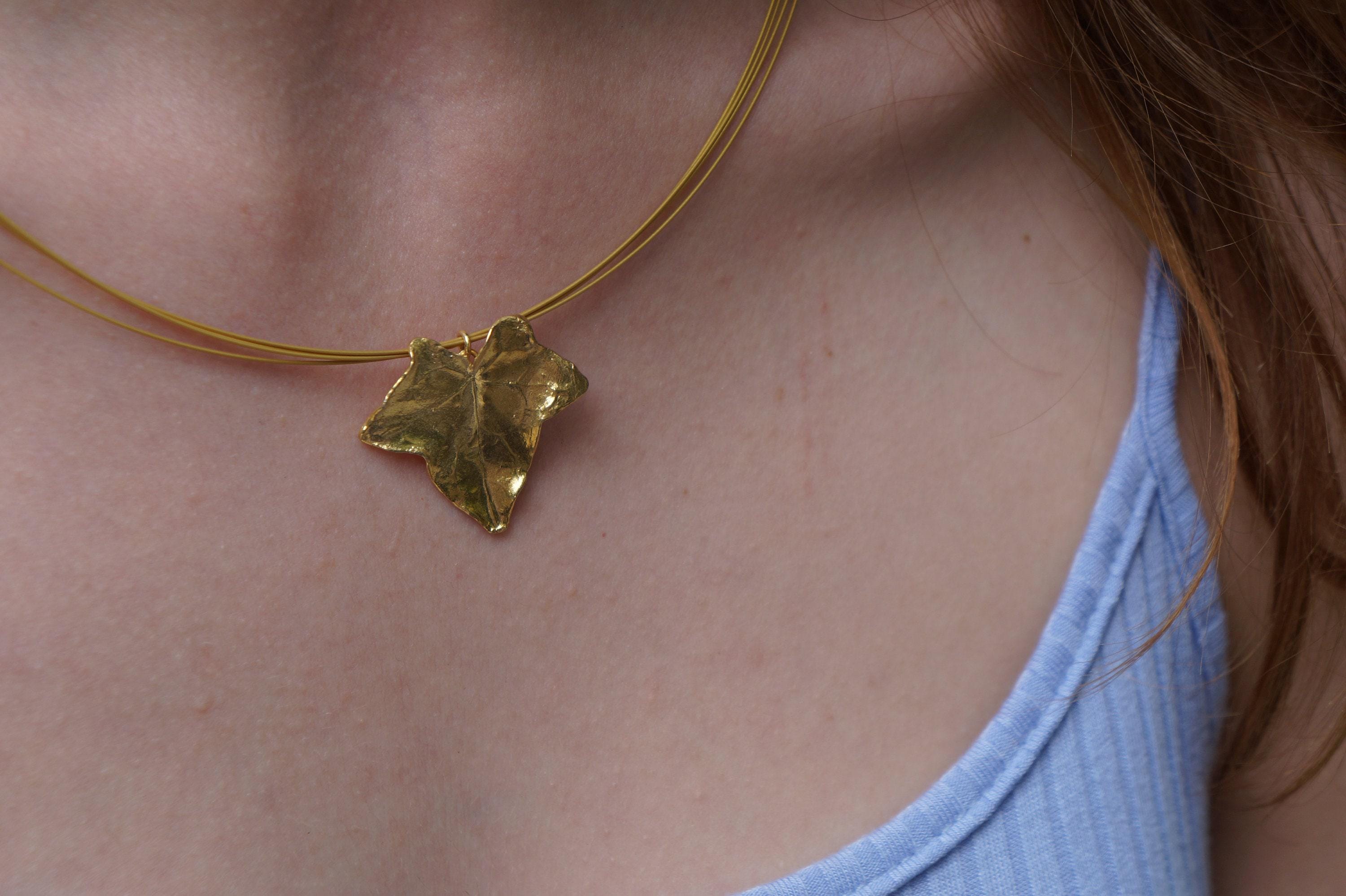 Eco Friendly Ivy Leaf Necklace - Gold Plated Sterling Silver Pendant