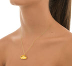 Nature Inspired Pearl Necklace, Mussel Shell Pendant (Gold Plated Silver)