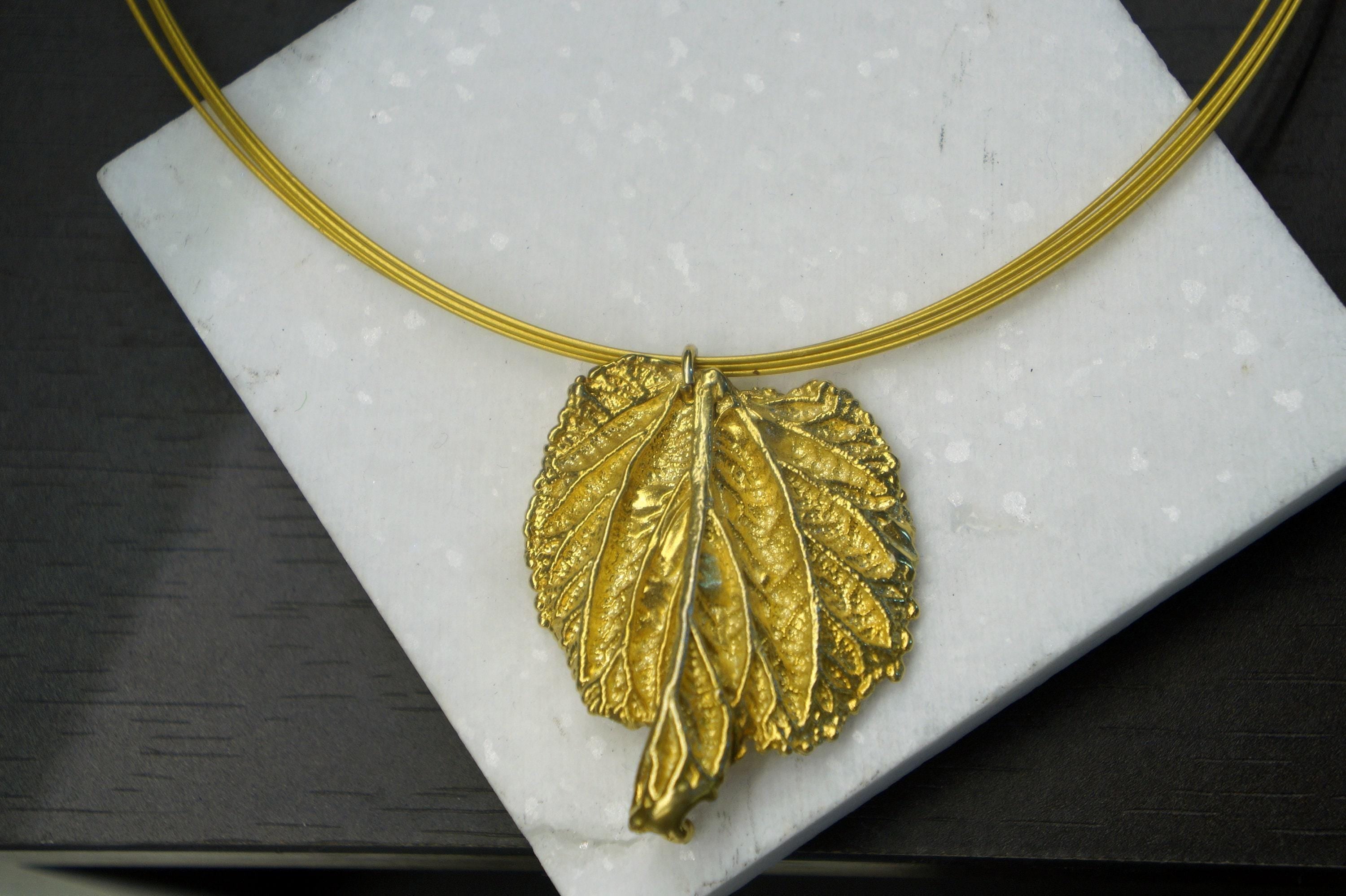 Mulberry Leaf Necklace: Real Goldplated Nature Jewelry - Bridesmaid Gift