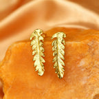 Fern Leaf Earrings: Gold Plated Sterling Silver - Nature Inspired Studs