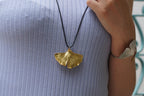 Gold Ginkgo Leaf Necklace, Gold-Plated Sterling Silver Jewelry, Gold Pendant, Gift for Her, Birthday Gift for Women, Handmade Jewelry