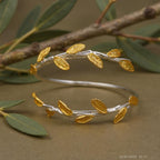 Olive Leaf Bracelet: Artisan Crafted Eco Jewelry (Silver, Gold Plated)