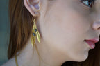 Sterling Silver Olive Leaf Earrings - Gold Black Dangle Style