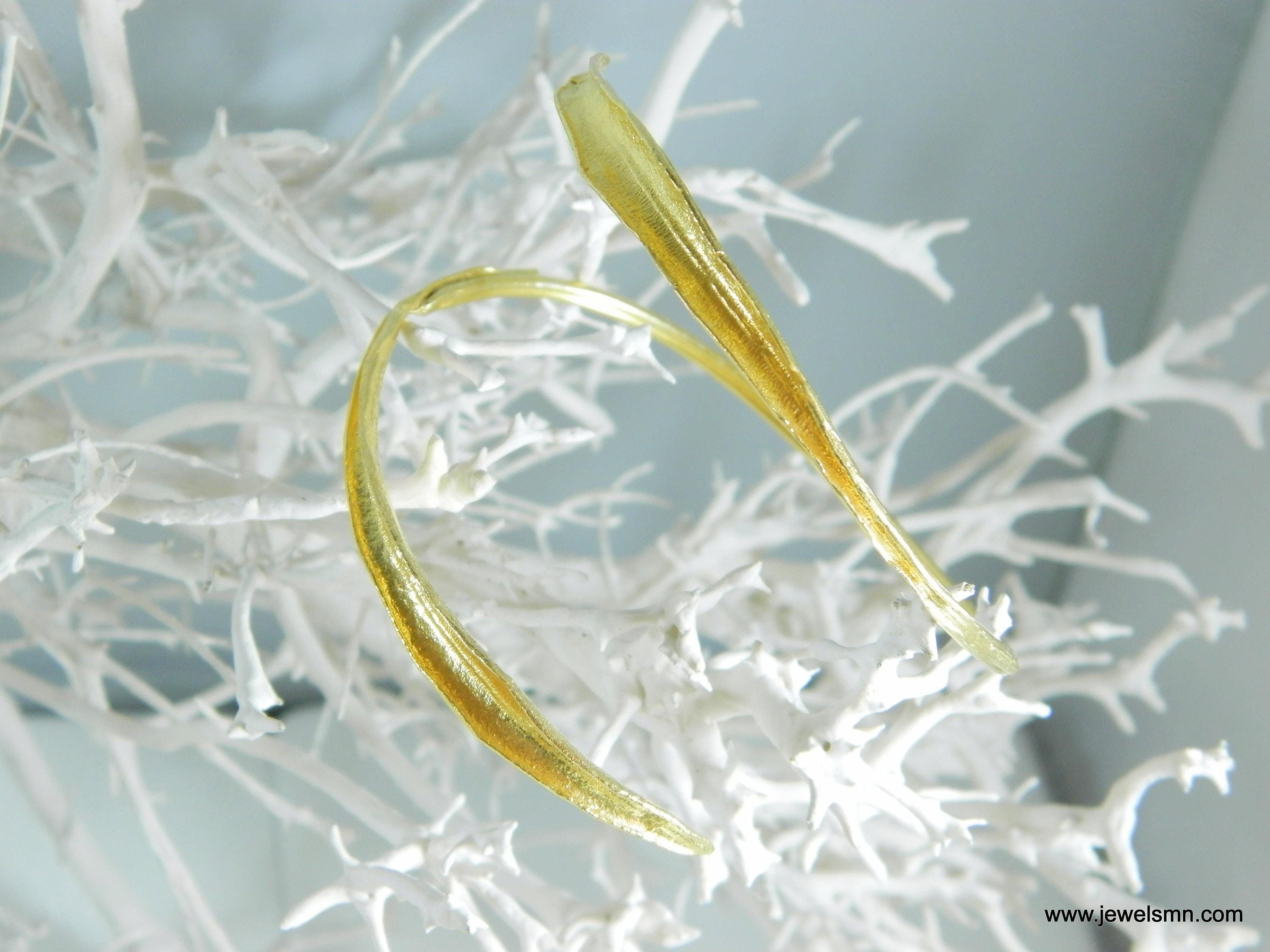 Real Olive Leaf Bracelet: 14k Gold Recycled Brass, Nature Inspired