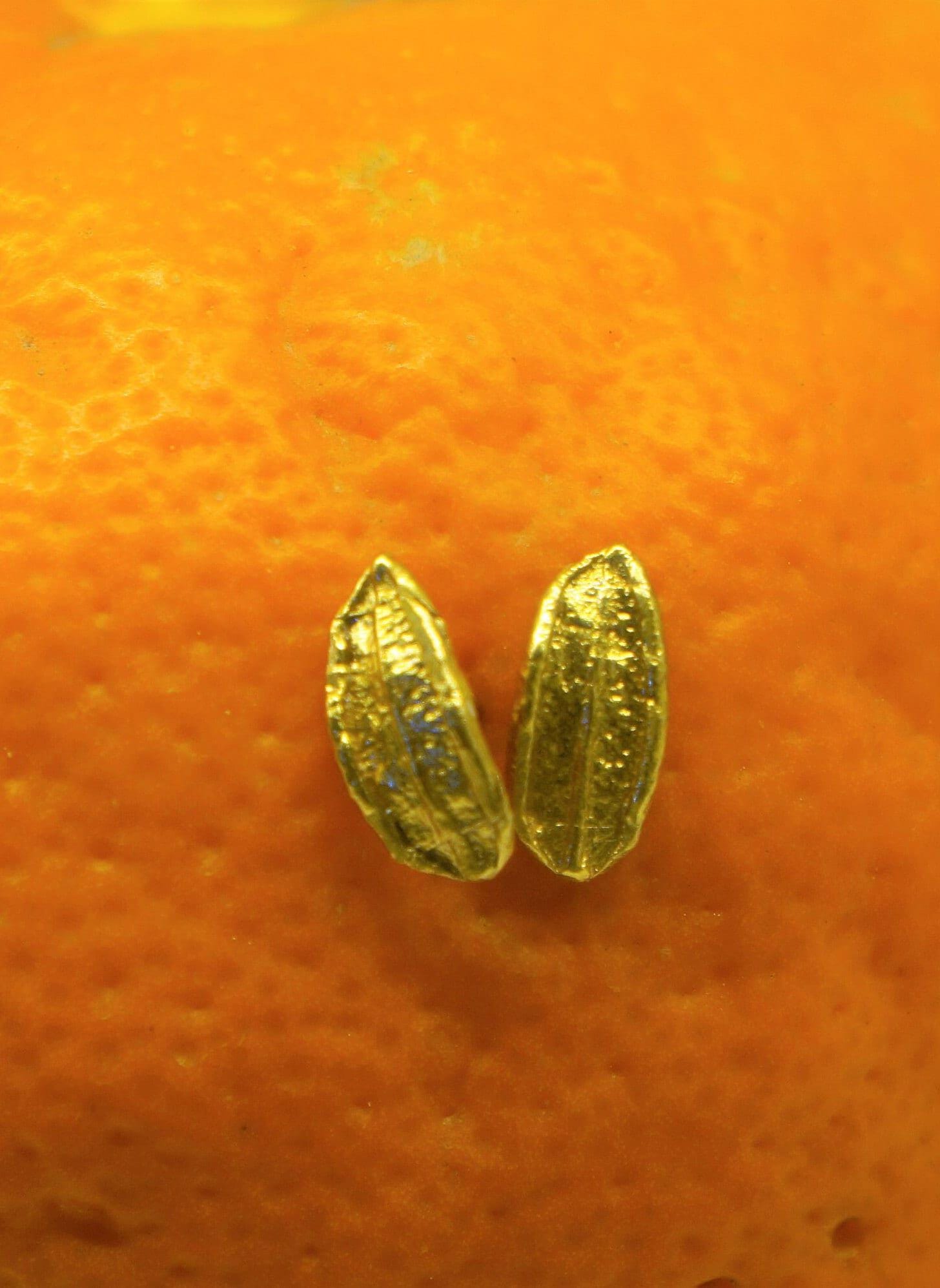 Olive Leaf Earrings: Minimalist Gold Plated Studs (Tiny Nature Inspired)