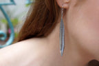 Nature-Inspired Olive Leaf Earrings, Sterling Silver (Long Dangle)