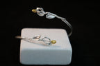 Sterling Silver Olive Leaf Bracelet - Handmade, Adjustable Cuff