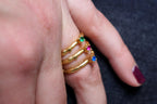 Olive Branch Engagement Ring - Tiny Swiss Zircon, Gold-Plated Silver