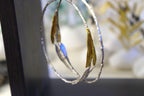 Olive Branch Hoop Earrings: Large Sterling Silver with Gold Leaves