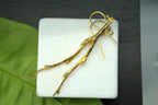 Nature-Inspired Olive Branch Earrings, Gold Dangle (Lightweight, Long)