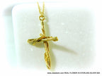 Olive Wood Cross Pendant Necklace, Large, Gold on Silver (Unisex)