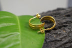 Olive Leaf Earrings: Mini Hoops in Silver or Gold (Unisex)