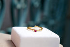 Olive Branch Engagement Ring - Tiny Swiss Zircon, Gold-Plated Silver