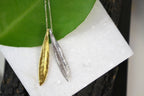 Olive Leaf Pendant Necklace - Sterling Silver with 14K Gold Accent