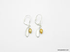 Olive Leaf Earrings, Sterling Silver and Gold Jewelry, Handmade Eco Design Gift for Women