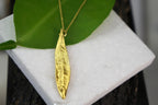 Olive Leaf Pendant Necklace: Nature Jewelry (Gold Plated Sterling Silver)