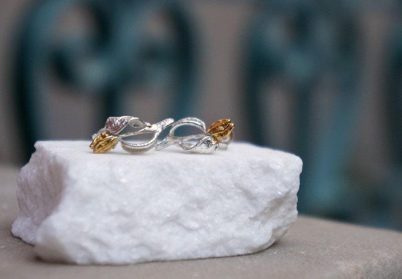 Olive Stud Earrings: Nature-Inspired Sterling Silver Jewelry