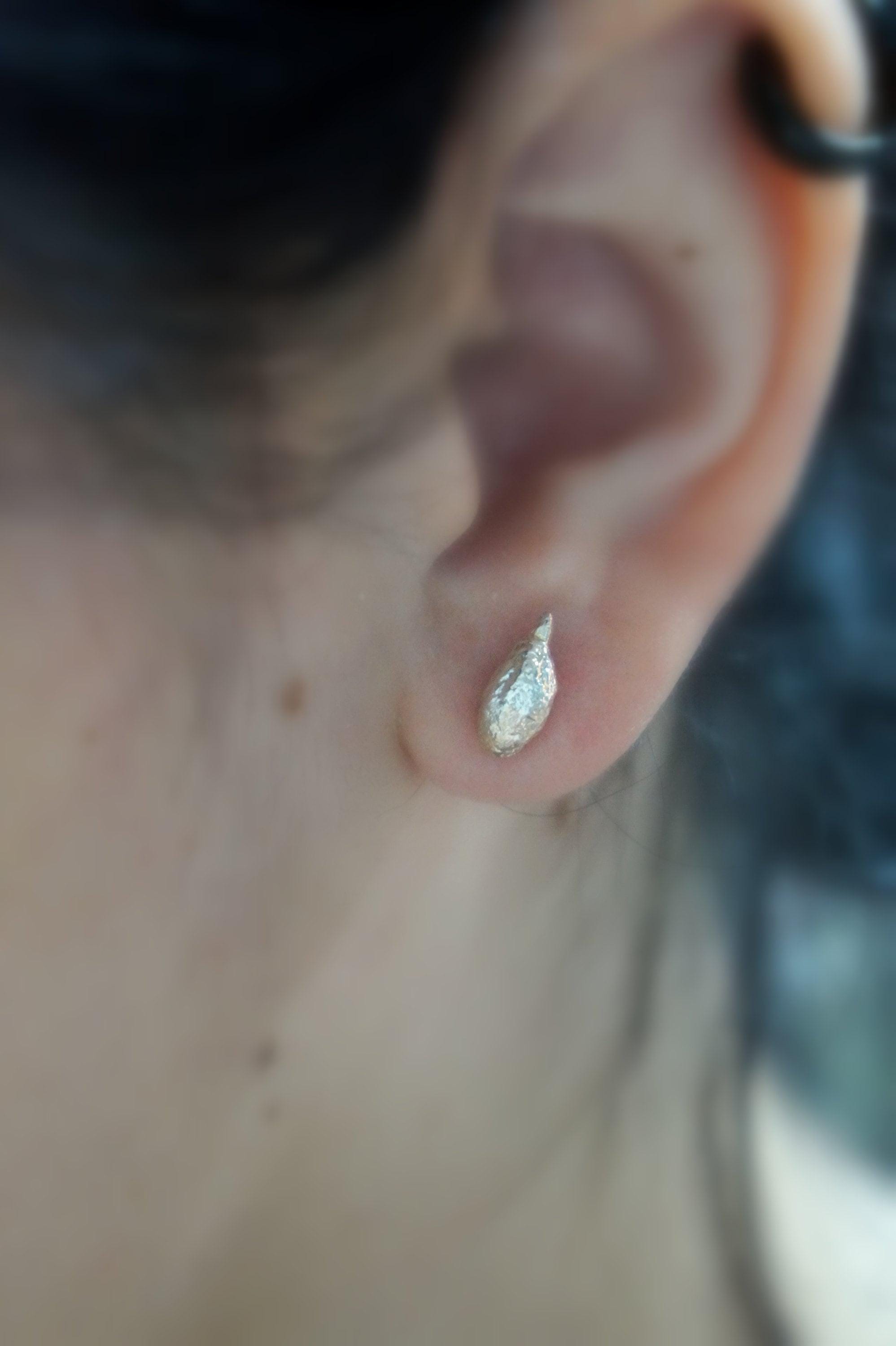 Olive Fruit Earrings: Minimalist Sterling Silver Studs (Tiny Size)