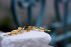 Naturalist Olive Earrings, Gold & Black Sterling Silver (Delicate Floral Design)