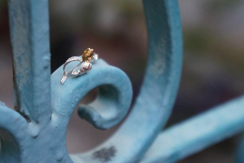 Olive Stud Earrings: Nature-Inspired Sterling Silver Jewelry