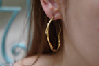 Olive Branch Earrings: Gold Botanical Hoops (Handmade, Adjustable)