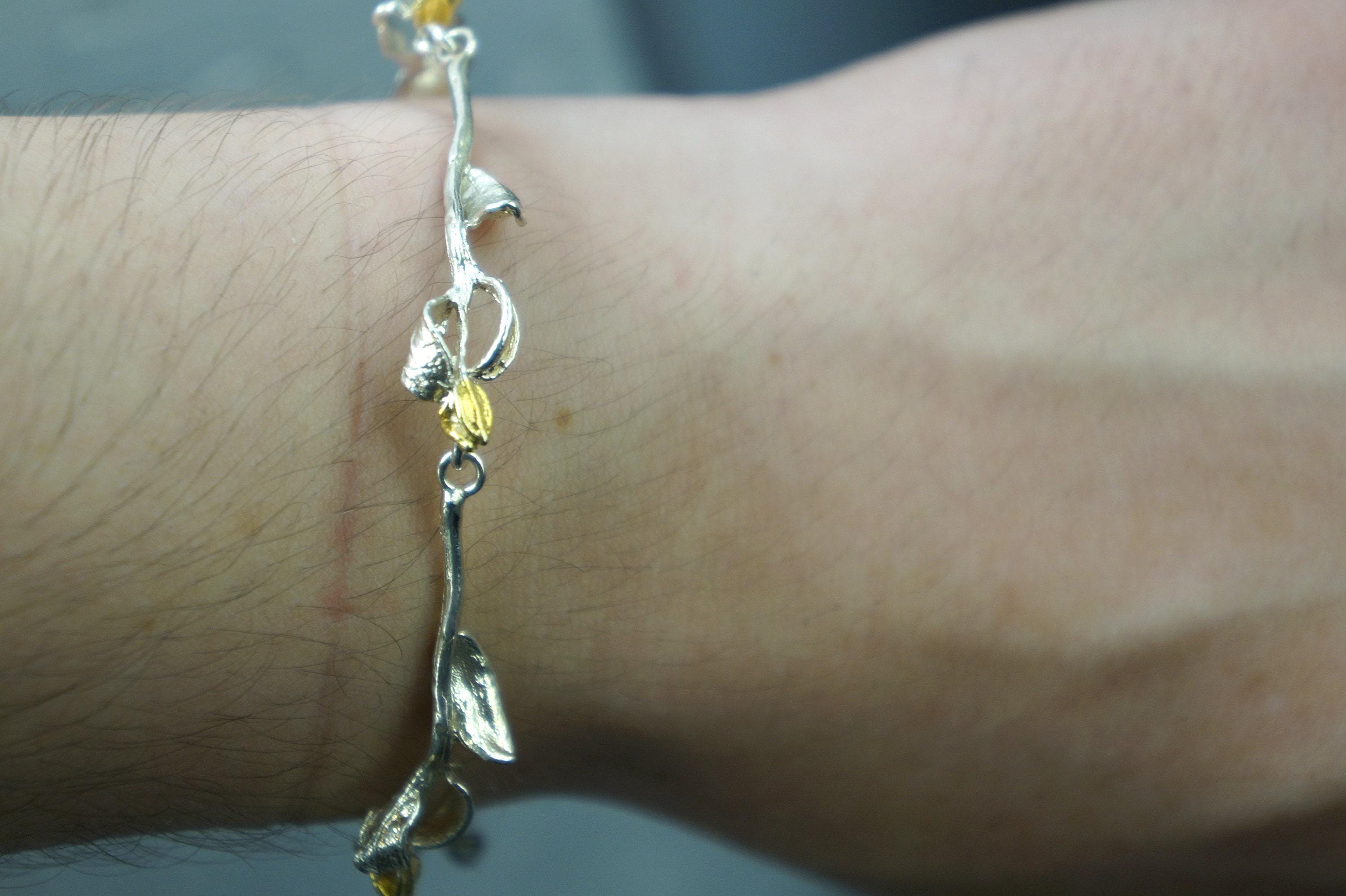 Silver Olive Branch Bracelet, Sterling Silver Jewelry, Silver Bracelet Cuff, Gift for Her, Birthday Gift for Women, Handmade Jewelry
