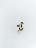 Sterling Silver Olive Twig Ring - Real Leaf Texture