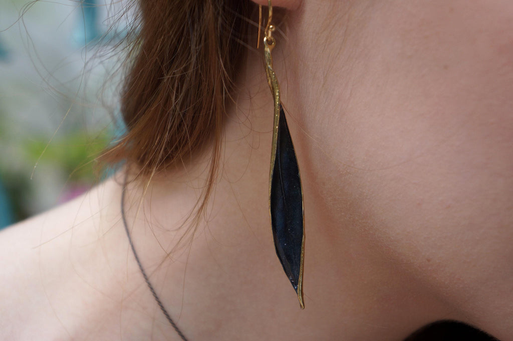 Sterling Silver Olive Branch Earrings - Delicate Leaf Design