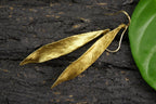 Silver 925 Olive Leaf Dangle Earrings - Real Leaves 14k Dipped Gold Plated- Rose plated