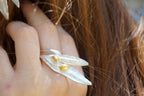 Statement Nature Ring: Olive Leaves Design - Adjustable Sterling Silver