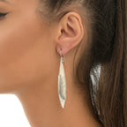 Nature-Inspired Olive Leaf Earrings, Long Dangle (Recycled Sterling)