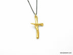 Gold Twig Cross Necklace: Olive Branch Pendant, Symbol of Peace