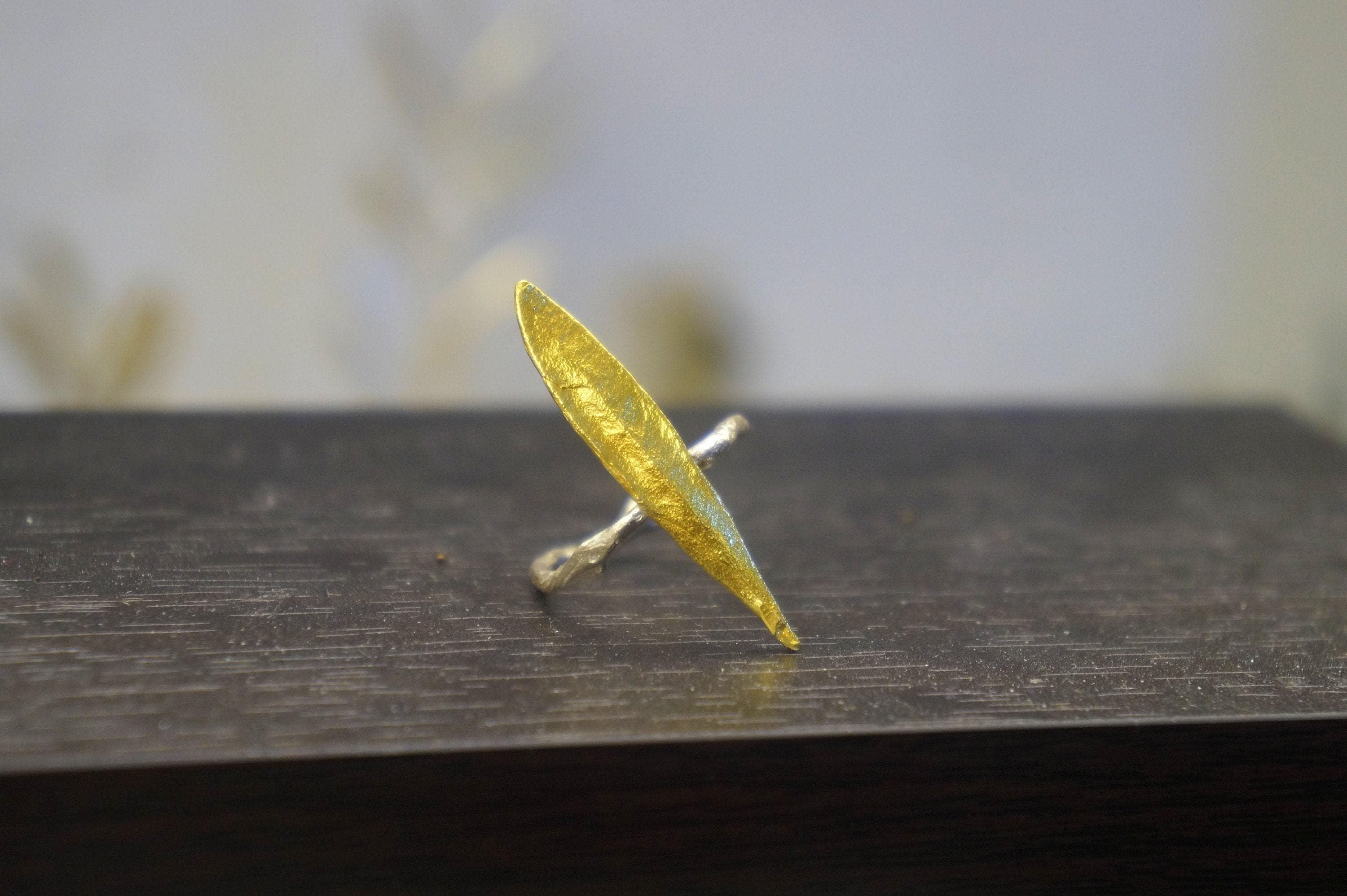 Olive Leaf Ring Sterling Silver: Adjustable Nature Inspired Jewelry