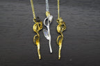 Olive Twig Necklace, Sterling Silver Gold-Plated Jewelry, Handmade Pendant for Women