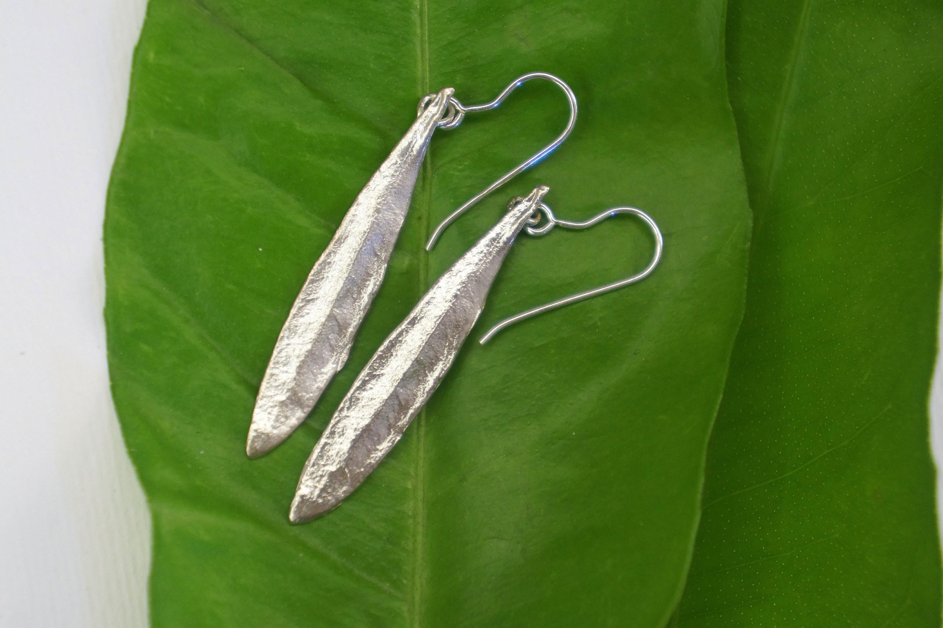 Olive Leaf Earrings: Minimalist Sterling Silver or Gold Plated