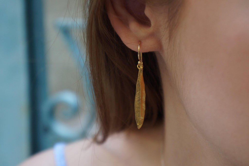 Olive Leaf Earrings: Minimalist Sterling Silver or Gold Plated