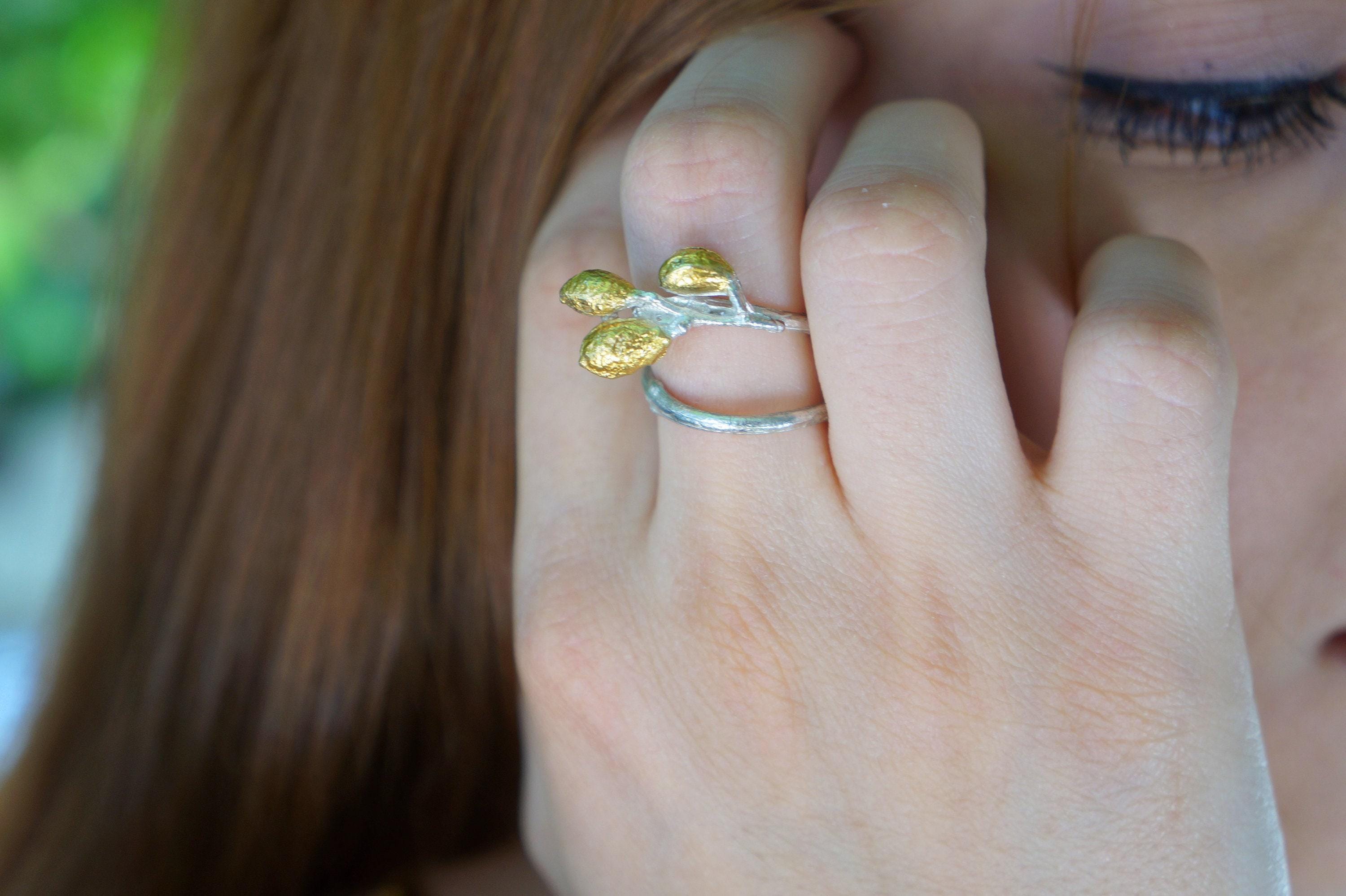 Olive Branch Ring: Nature Inspired - Recycled Silver, Gold or Black