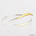 Nature Inspired Silver Cuff Bracelet, Wild Olive Leaf (Adjustable Eco Jewelry)
