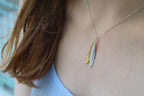 Botanical Two Tone Necklace, Olive Leaves Pressed (Sterling Silver)