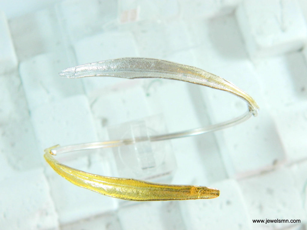 Real Olive Leaf Bracelet: Gold and Sterling Silver Nature Jewelry