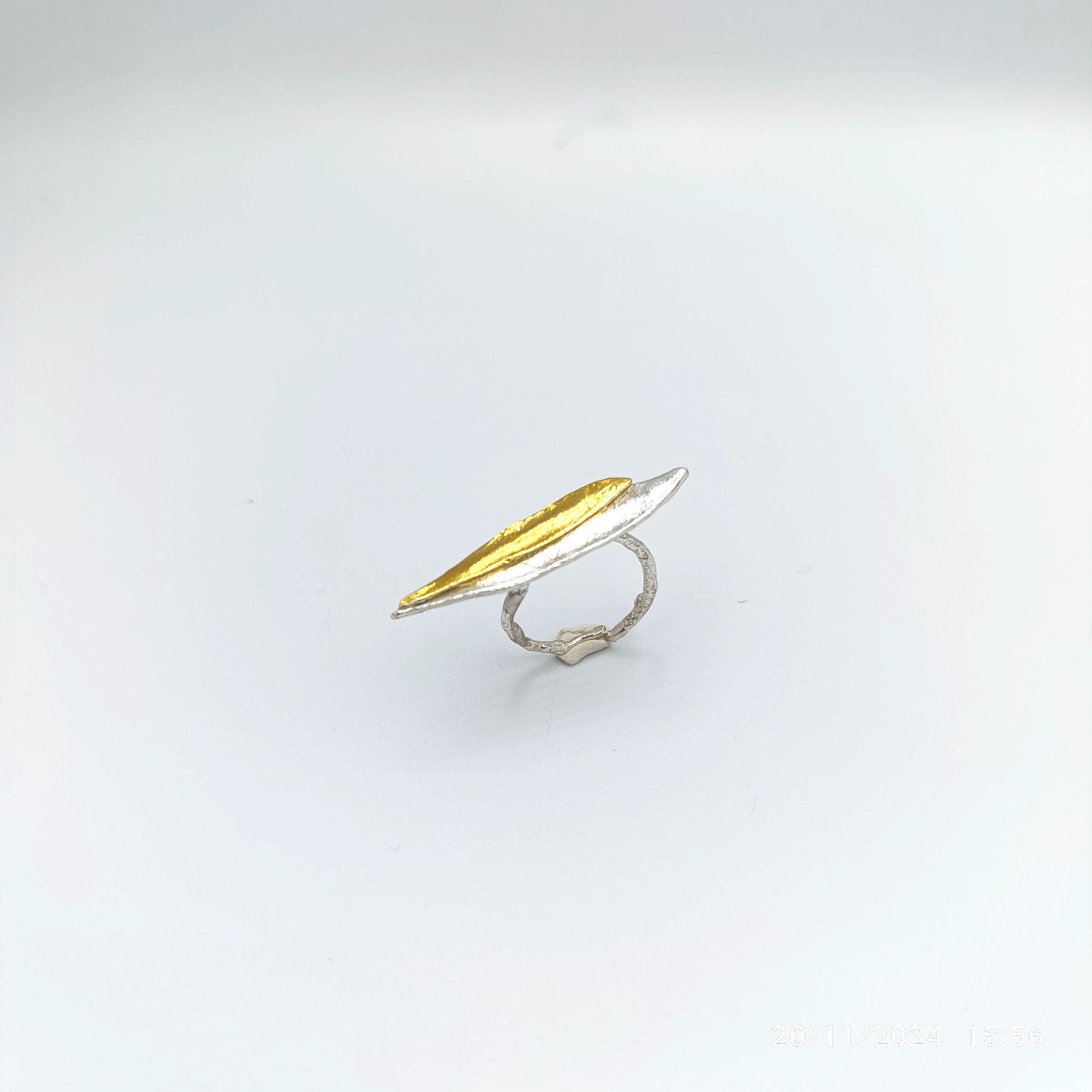 Sterling Silver Olive Leaf Ring - Wide Band, Nature Inspired
