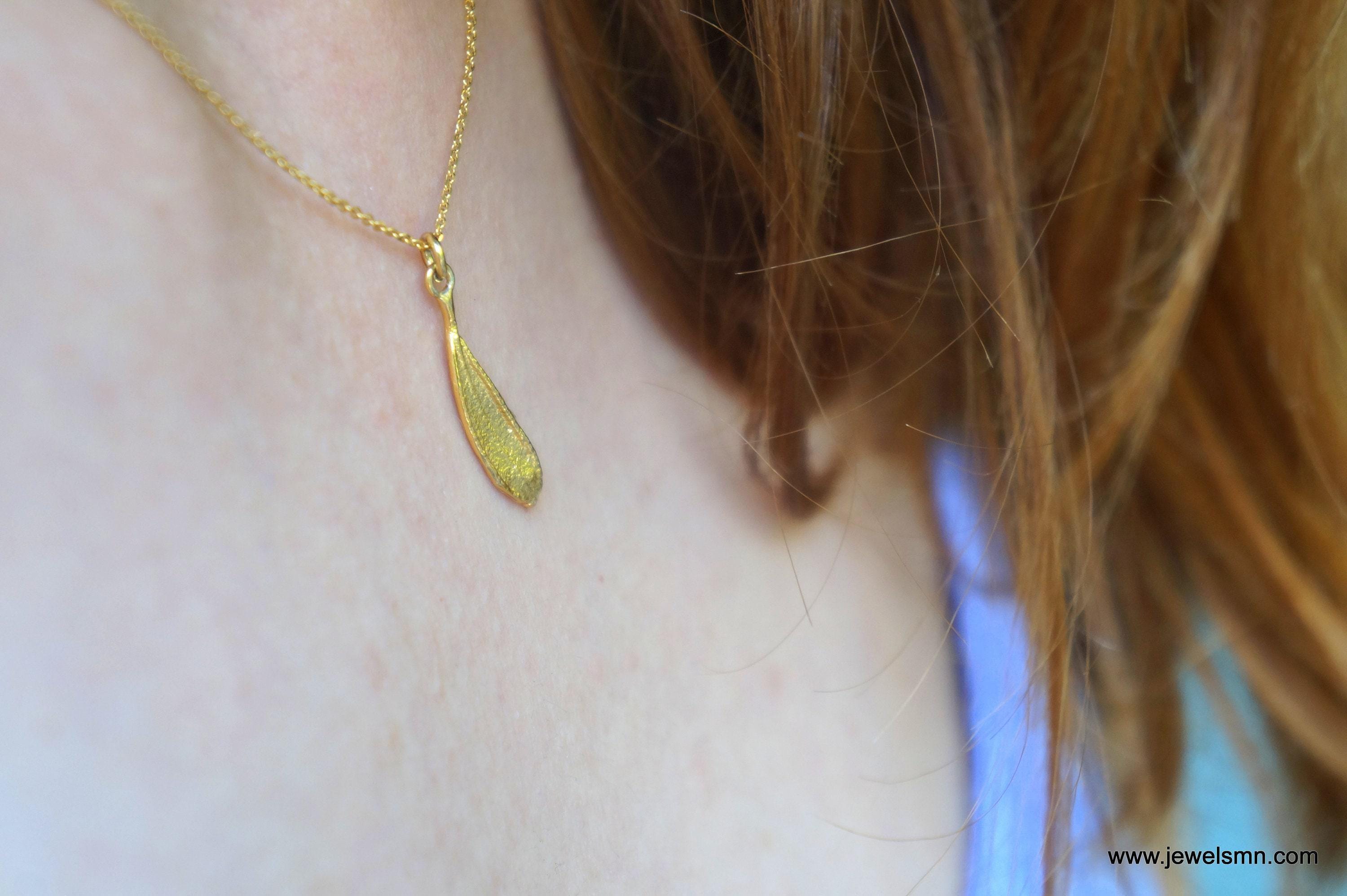 Silver Olive Leaf Necklace, Gold-Plated Sterling Silver Pendant, Silver Necklace Jewelry, Gift for Women, Handmade Jewelry, Gift for Her