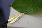 Botanical Two Tone Necklace, Olive Leaves Pressed (Sterling Silver)