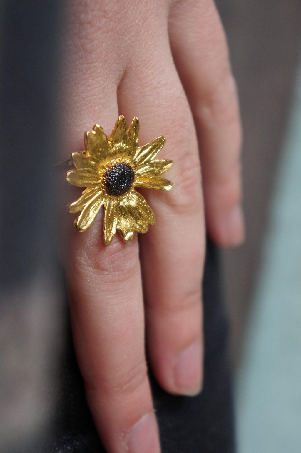 Handmade Daisy Ring - Real Flower in Recycled Sterling Silver 925