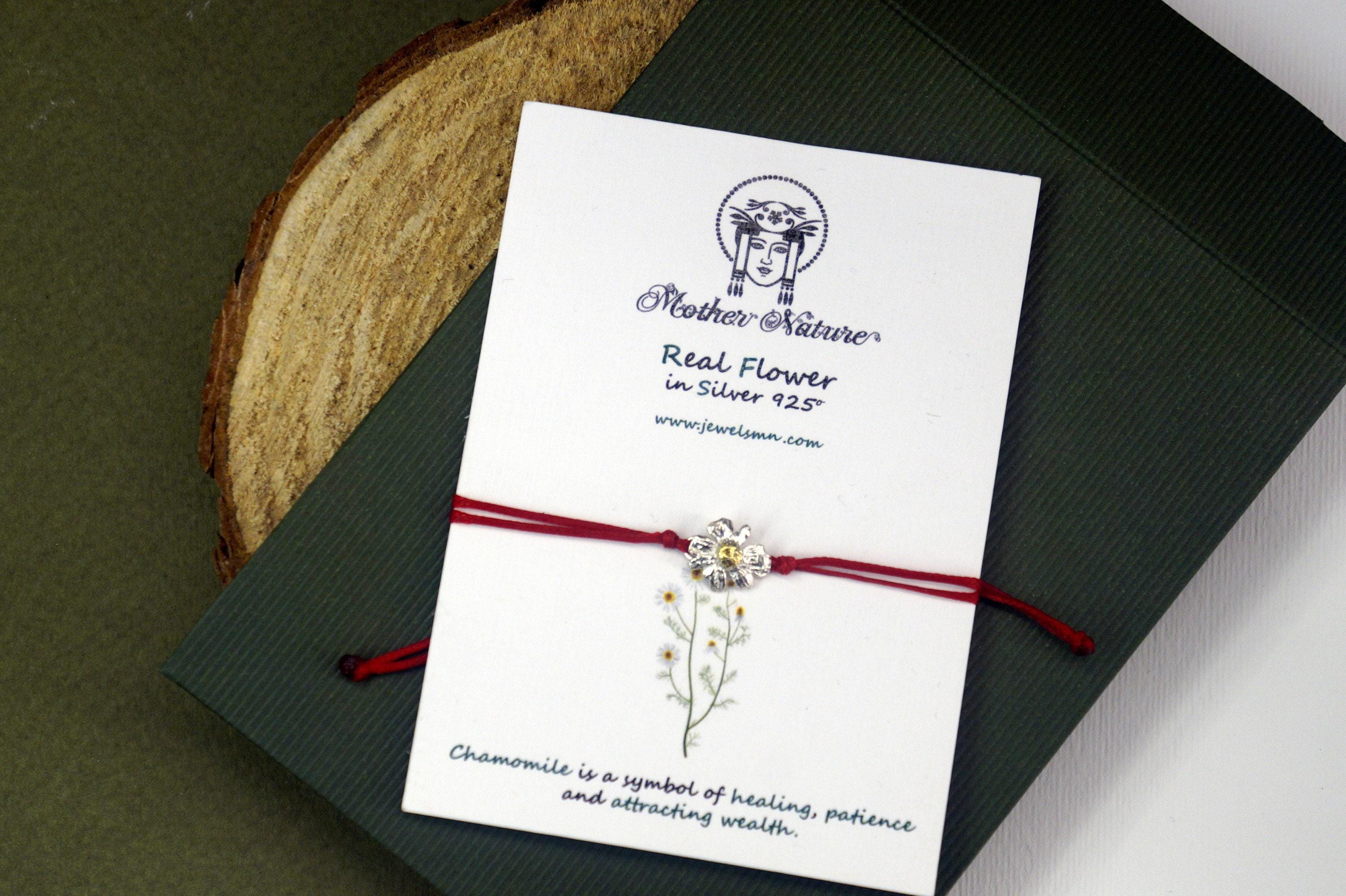Sterling Silver Daisy Bracelet - Real Chamomile Flower Detail