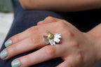 Real Daisy Flower Silver Ring, Handmade Nature Jewelry, Organic Botanical Band, Unique Gift for Nature Lovers, Sterling Silver 925