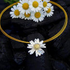 Daisy Pendant Necklace: Real Flower Design - Sterling Silver 925