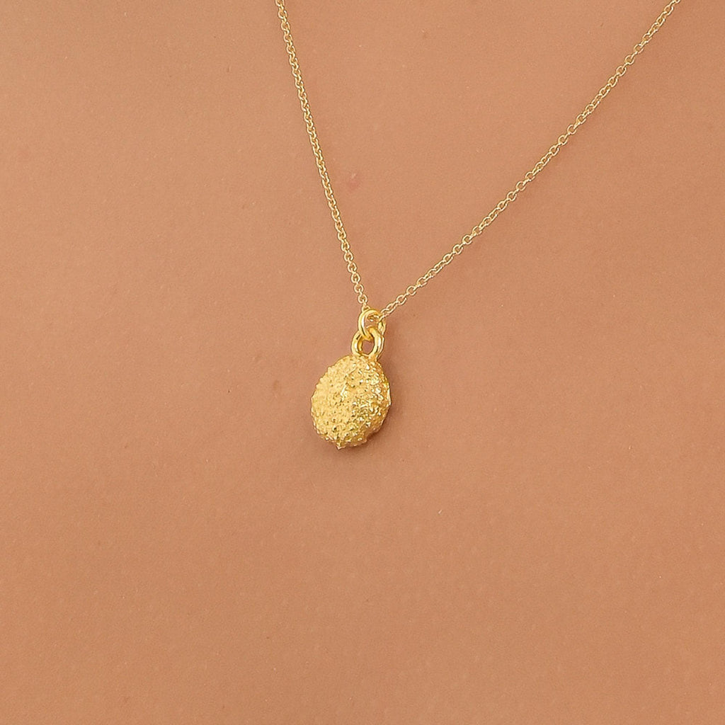 Tiny Urchin Pendant Necklace: 18k Gold-Plated Brass, Nature Inspired